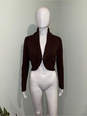 LOFT Vintage Style Brown Long Sleeve Bolero Shrug Cropped Cardigan - M